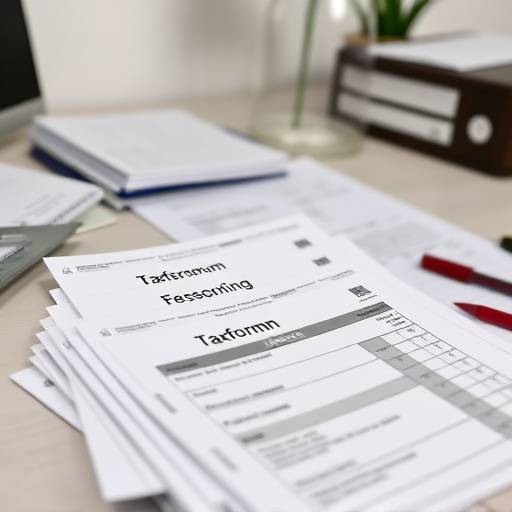 Tax forms being organized neatly.